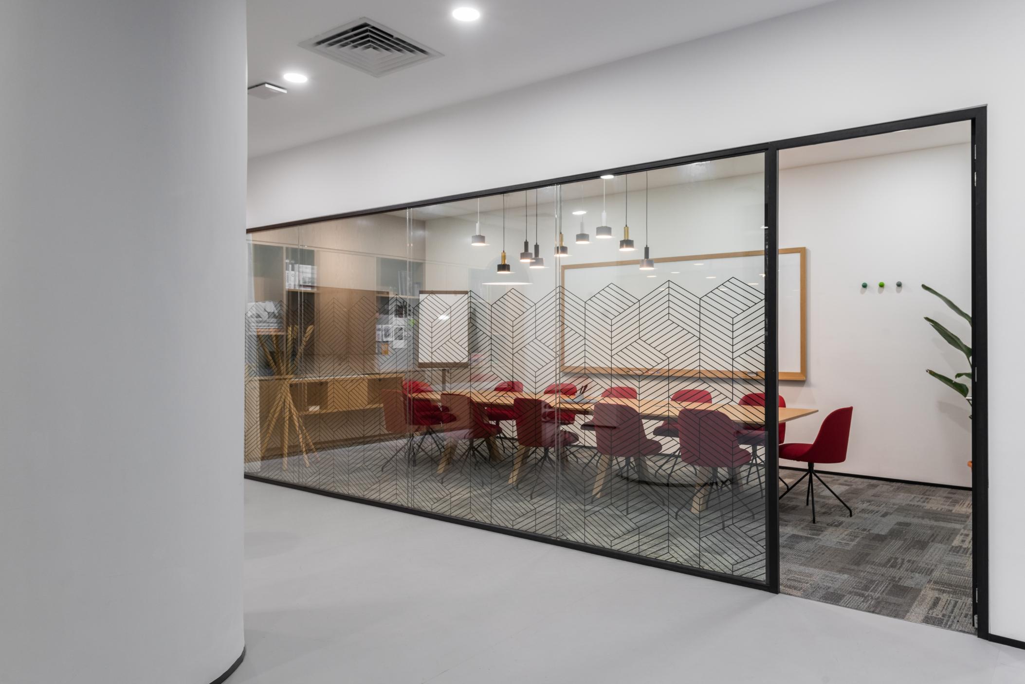 glass-enclosed-meeting-room-with-pendant-lights