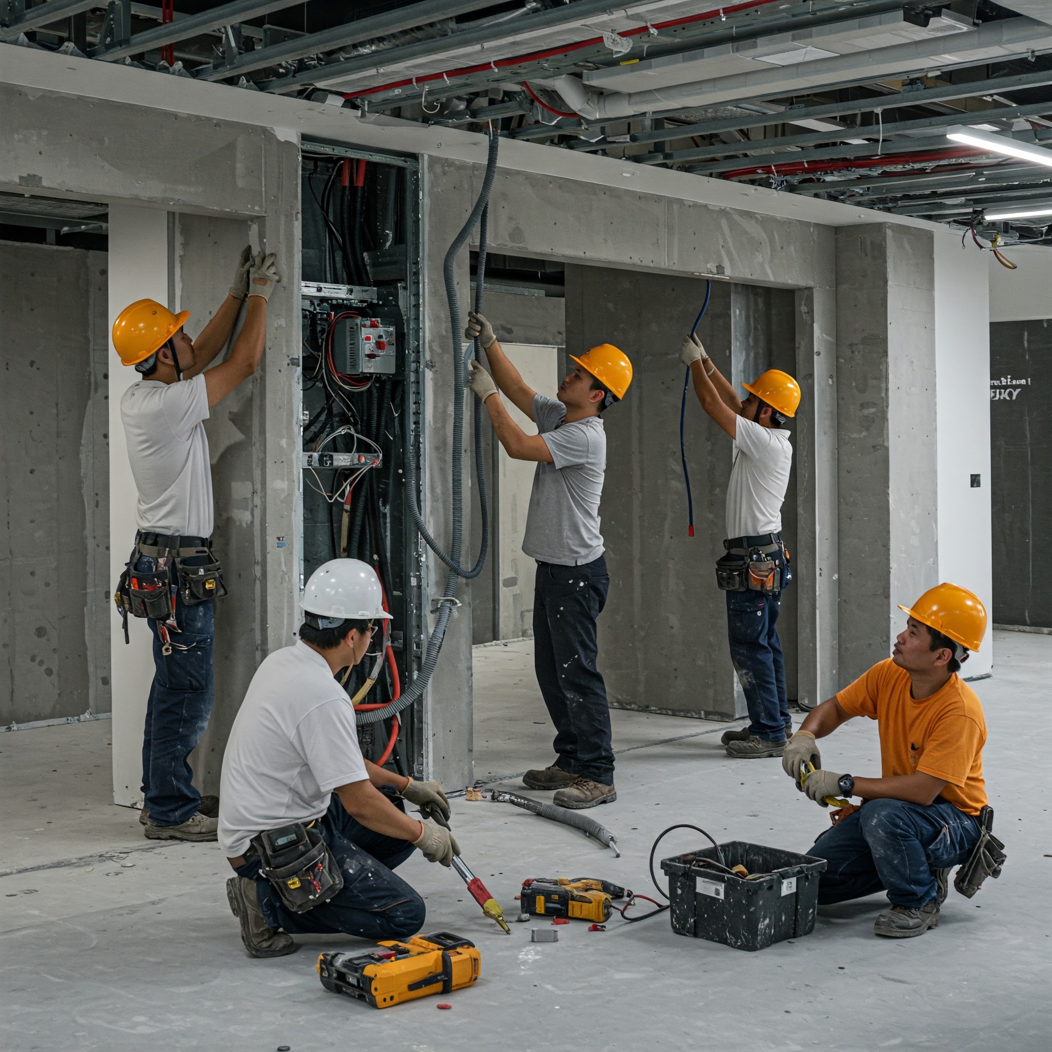 construction-workers-electrical-installation